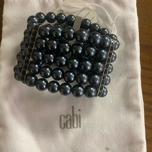 Cabi Heritage # 2141 5 strand stretch black/gray faux pearl bracelet EUC
